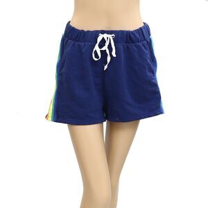 Lilly Pulitzer Rainbow Striped Shorts High Waisted Pull-On Cotton Blue M 281607